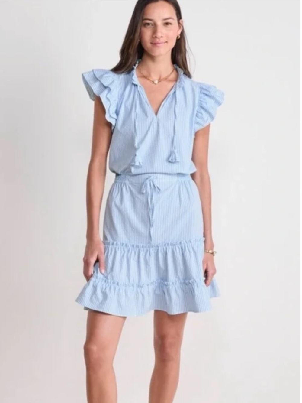 Vineyard Vines Women’s Harbor Smocked Waist Dress Seersucker Jake Blue Size XXS
